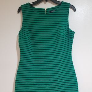 Chaps Green & Black Striped Dress size 10